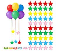 50 Pack Weights and Ribbons for Helium Balloons Colorful Plastic Pendantss for Birthday Wedding Party Celebration Valentine's Day Decoration Supplies Red Yellow Blue Green Pink