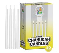 6 Pack White Chanukah Candles - Standard Size Fits Most Menorahs - Premium Quality Wax - Bulk for All 8 Nights of Hanukkah - Ner Mitzvah