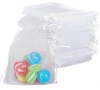 50 Pack White Organza Bags 6x7.9Inch, Delicate Mesh Pouches for Wedding Favors, Party Gifts, Candies, Soaps, Jewelry - Bulk Drawstring Bundles (15x20cm)