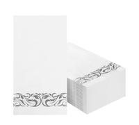 50 Pack White Silver Napkins Disposable,3-Ply Dinner Paper Napkins,Super Soft Table Serviettes for Entertaining Guests, Kitchen, Dinner, Party, Wedding or Event,40x33cm