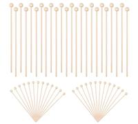 50 Pack Wooden Rock Candy Sticks with Ball Tips- 6 Inch Natural Wood Cake Pop & Drink Stirrer Sticks, Wood Swizzles Sticks for Chocolate Dipping & Coffee(15cm, Round Ball Head, Bulk)
