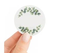 50-Pack Write-On Name Labels with Eucalyptus Border - Branding Stickers for Small Business Packaging, Weddings, Birthdays, Christmas, Christenings & Funerals