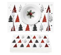 50 Pack Xmas Tree Christmas Paper Placemats Disposable Xmas Trees Winter Holiday Kitchen Paper Place Mats 11 x 17 Inch Table Mats for Home Party Dining Table Decor (Christmas Tree)