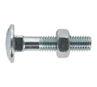 50 PACK Zinc Plated Coach Bolt and Nut - M8 x 40mm - 1.5mm Pitch - DIN 603