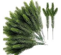 50 Packs Artificial Pine Needles Branches Garland - Green Plants Pine Needles, Fake Greenery Pine Picks for DIY Garland Wreath Christmas Embellishing and Home Garden Decoration