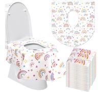 50 Packs Disposable Toilet Seat Covers Extra Large Individually Wrapped for Kids and Adults, Portable Non Slip Waterproof Potty Seat Covers for Toddlers Potty Training, Travel (Rainbow)