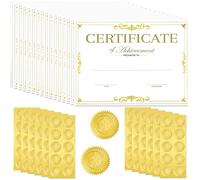 50 Packs Gold Foiled Certificate Paper Award 11 x 8.5 Inch Certificate of Completion Achievement Awards with 100 Pieces Embossed Gold Foil Seals Gold Seals Stickers for Printer Supplies