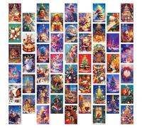 50 Packs Xmas Postcards, Xmas Greetings Postcard, Christmas Postcard Multipack, Vintage Christmas Postcards, Assorted Greeting Card for Friends Family