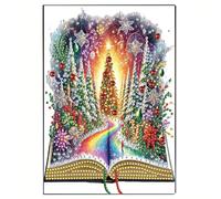 50 Pages Diamond Art Painting Note Book, Mandala Independence Day Remembrance Day Style Wireless Notebook, Partially Painting Notebook Blank Paper for Office Home Craft Art Use-#08-Christmas Forest