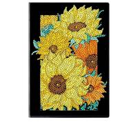 50 Pages Diamond Art Painting Note Book, Mandala Independence Day Remembrance Day Style Wireless Notebook, Partially Painting Notebook Blank Paper for Office Home Craft Art Use-#21-Sunflower