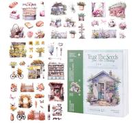 50 Pages PET Scrapbook Stickers, Junk Journal Accessories, Pre-Cut Aesthetic PET Material, Adult Watercolour Scrapbook, Decorative Mayfly Ball Planner Crafts