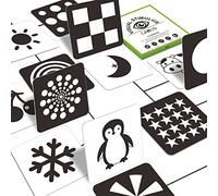 50 Pages Visual Stimulation Flashcards, 25 PCS Black and White Baby Visual Stimulus Cards Sensory Developmental Black White Card Set for Newborn Baby 0-3 Months (5.5” X 5.5”)