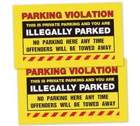 50 Parking Violation Stickers "Warnings, YOU ARE ILLEGALLY PARKED", No Parking Stickers, bad parking stickers Hard To Remove Tickets for Car Window, (5" X 9" Yellow)