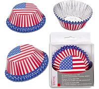 50 Party Muffin Cases USA and America for Country Party or Birthday Muffin Muffins Party Children's Birthday Theme Party US Stars Stripes Blue White Red