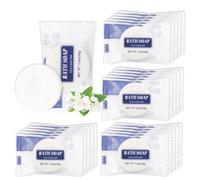 50 Pcs 0.5 oz Hotel Bar Soap Bulk Travel Mini Soaps Small Bath Soap Round, Amenities and Toiletries Individually Wrapped Soaps for Guest Bathroom Hotels(Round)