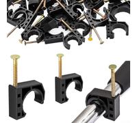 50 Pcs 1/2 Inch J Hook Pipe Clamp With Nails For Pex Copper Cpvc Pvc Metal Pipe Black Engineering Plastic Secure Grip Install Plumbing Fixture