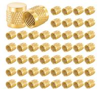 50 PCS 1/4 Flare Cap, Round Brass W/Neoprene O Ring Seal, 1/4 Female Cover, HVAC Valve Caps with 7/16-20 Screw Thread