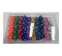 50 PCS 10 Sided Dice Set, Transparent Polyhedral Dice with Portable Plastic Box, Mini Standard Game Game Dice in 10 Colors, D10 Colored Gaming Dice Set for Board Games, Parties, Classroom Math Aids