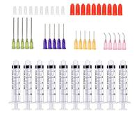 50 Pcs - 10ml Syringes with 14ga, 20ga,21ga, 23ga Blunt Tip Needles With Syringe Caps and Needle Caps for Refilling and Measuring Liquids, Oil or Glue Applicator