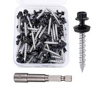 50 Pcs #10x1-1/2 Black Metal Roofing Screws for Metal Roofs, Wall Panels