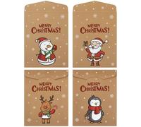 50 Pcs 11.5 x 9cm Merry Christmas Kraft Paper Bags Small Gift Candy Bags for Christmas Decorations Sweets Treat Candy Cookies Seeds Bags Party Favor Supplies