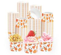 50 Pcs 12 oz Fall Pumpkin Leaves Treat Snack Cups for Hot or Cold Food | Pumpkin Maple Leaves Ice Cream Cups Disposable Large Dessert Bowls for Yogurt Soup Sundae Autumn Thanksgiving Party Supplies
