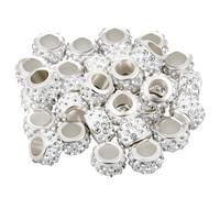 50 PCS 12mm Spacer Beads, Rhinestone European Beads Crystal Large Hole Rondelle Spacer Bead for DIY Bracelet Necklace Earring Crafts Jewelry Making