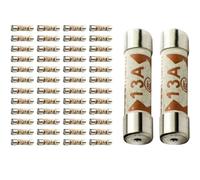 50 Pcs 13Amp Fuses Electrical Ceramic Household Domestic Mains Plug Top Fuses for Domestic Plugs, Extension Leads and Outlets