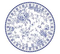 50 Pcs 14 Inch Blue Floral Paper Place Mats Chinoiserie Round Placemats Flower Disposable Decorative Table Mats for Dinner Table Setting Banquet Party Supplies