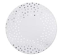 50 Pcs 14 Inch White and Silver Foil Paper Place Mats Silver Polka Dots Round Placemats Disposable Decorative Table Mats for Wedding Banquet Party Home Dining Table Decor