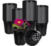 50 Pcs 2 Gallon Nursery Pots, Flexible Plant Seedling Pots Transplanting Soft Plastic Planters with Drainage Holes for Outdoor Indoor Planting Garden Flower Plant Container Cups Planter (50, 2 Gallon)