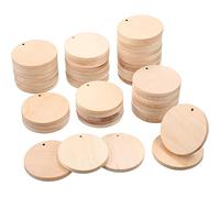 50 Pcs 2 Inch Wood Circle Cutouts Blank Wooden Discs with Holes - Unfinished Wood Round Pieces for Crafts and Art Projects