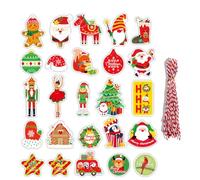 50 Pcs 25 Styles Brown Kraft Paper Gift Tags Small Xmas Present Labels Hanging Tags for DIY Christmas Wrapping Paper and Present