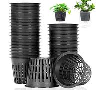50 PCS 3 Inch Hydroponic Cups,Garden Plastic Slotted Mesh Net Cups Pots,Plant Nursery Net Pots for Hydroponics,Slotted Mesh(Black)