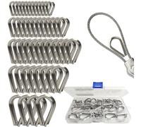 50 pcs 304 Stainless Steel Wire Rope Cable Thimble, M2/M3/M4/M5/M6 Wire Rope Thimbles for 2.5-7mm Diameter Steel Wire Rope