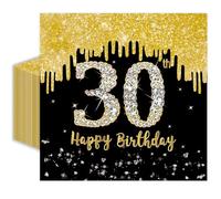 50 Pcs 30th Birthday Napkins 13 x 13 Inches, Black and Gold 30th Birthday Paper Napkins Disposable Cocktail Napkins for Men Women Cheers to 30 Years Anniversary Decorations (30th)