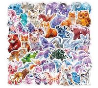 50 Pcs 3D Animals Stickers for Phone,Guitar,Laptop,Water Bottles,Skateboard,Luggage,Bicycle,Stereo Cute Style Stickers Waterproof Vinyl,Graffiti Decorate for Teens Girls Boys Child Motivate Gift