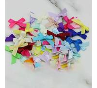 (50 Pcs) 4 * 4cm Colourful Ribbon Bows Small Size Polyester Satin Ribbon Bow Flower DIY Craft Decoration Christmas Bows- Color-3.5cm