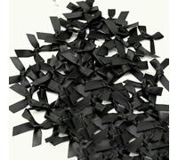 (50 Pcs) 4 * 4cm Colourful Ribbon Bows Small Size Polyester Satin Ribbon Bow Flower DIY Craft Decoration Christmas Bows-Black-3.5cm