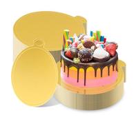50 Pcs 4 Inch Mini Cake Boards Round Golden Mousse Cake Boards Disposable Cardboard Plate Round Coated Cakeboard for Kitchen Baking Caking Pizza Dessert Cupcake Tray (4 Inch)