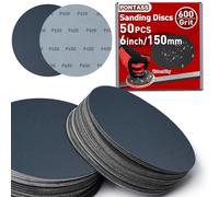 50 Pcs 6 Inches Sanding Discs, Grit 600 Round Wet and Dry Disc Hook and Loop Flocking Disc Waterproof Sandpaper Silicon Carbide for Random Orbital Sander, Sandpaper for Polishing Wood, Car, Jewelry