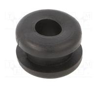 50 pcs : 633-02180 - Grommet, Ømount.hole: 10mm, Øhole: 6mm, PVC, black, -30÷60°