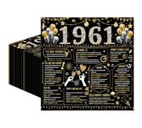 50 PCS 65th Birthday Napkins - 65th Birthday Decorations for Women Men 65th Anniversary Decorations Disposable Napkins Vintage 1961 Black Gold (6.5 x 6.5 In)