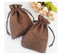 50 Pcs 7 * 9cm Khaki Color Natural Burlap Linen Travel Storage Pouch Jute Packing Bags for Gift Bag(Coffee)