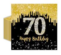 50 Pcs 70th Birthday Napkins 13 x 13 Inches, Black and Gold 70th Birthday Paper Napkins Disposable Cocktail Napkins for Men Women Cheers to 70 Years Anniversary Decorations (70th)