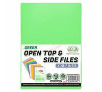 50 Pcs A4 L-Shape Transparent Plastic Folders - Bright Clear File Covers for Storing Paperwork, Waterproof File Protectors for Reports, Certificates & School Or Office Documents - (Green)