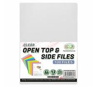 50 Pcs A4 L-Shape Transparent Plastic Folders - Bright Clear File Covers for Storing Paperwork, Waterproof File Protectors for Reports, Certificates & School Or Office Documents - (Clear)