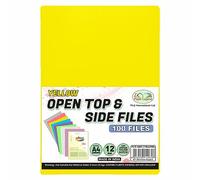 50 Pcs A4 L-Shape Transparent Plastic Folders - Bright Clear File Covers for Storing Paperwork, Waterproof File Protectors for Reports, Certificates & School Or Office Documents - (Yellow)