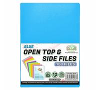 50 Pcs A4 L-Shape Transparent Plastic Folders - Bright Clear File Covers for Storing Paperwork, Waterproof File Protectors for Reports, Certificates & School Or Office Documents - (Blue)