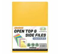 50 Pcs A4 L-Shape Transparent Plastic Folders - Bright Clear File Covers for Storing Paperwork, Waterproof File Protectors for Reports, Certificates & School Or Office Documents - (Orange)